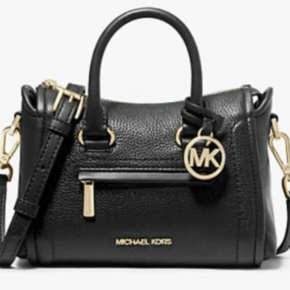NEW MICHAEL KORS Carine Extra-Small Pebbled Leather Satchel Black